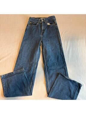 H&M Wide Leg Jeans Womens US 2 EUR 34 High Rise Denim Fits Like 22x30 Blue